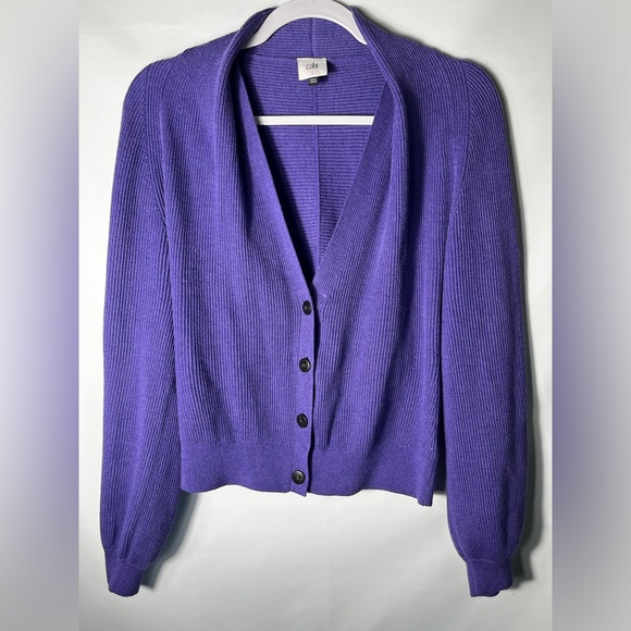 Cabi Sunday Cardigan Ribbed Purple Violet Size Small - Picture 2 of 7